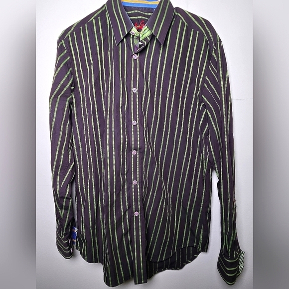 Men's Robert Graham 100% Cotton Striped Button Down Shirt, Size Medium - Picture 1 of 6